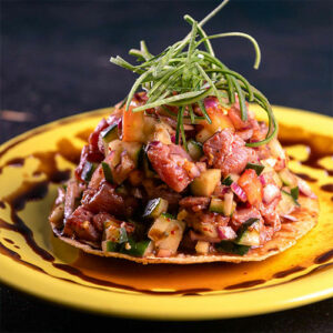 Tostada de ceviche La Patrona